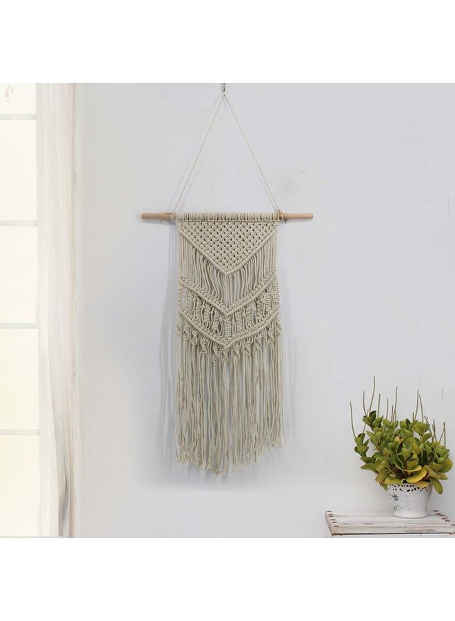 Handmade Woven Macrame Wall Tapestry Beige 50 x 8 x 8cm - Image 2