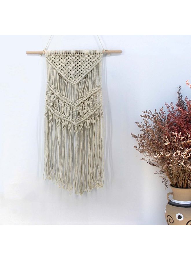 Handmade Woven Macrame Wall Tapestry Beige 50 x 8 x 8cm - Image 1