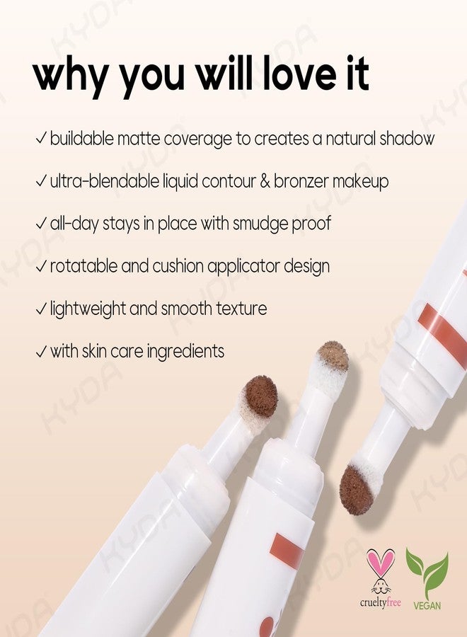 KYDA Liquid Contour Pen, Rotatable Face Bronzer Contouring Makeup, Buildable Matte Color, Blendable, Lightweight Formula, Lasting, Cream Contour with Cushion Head, Mid Neutral - Image 3