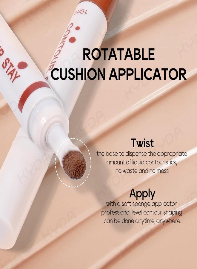 KYDA Liquid Contour Pen, Rotatable Face Bronzer Contouring Makeup, Buildable Matte Color, Blendable, Lightweight Formula, Lasting, Cream Contour with Cushion Head, Mid Neutral - Image 4
