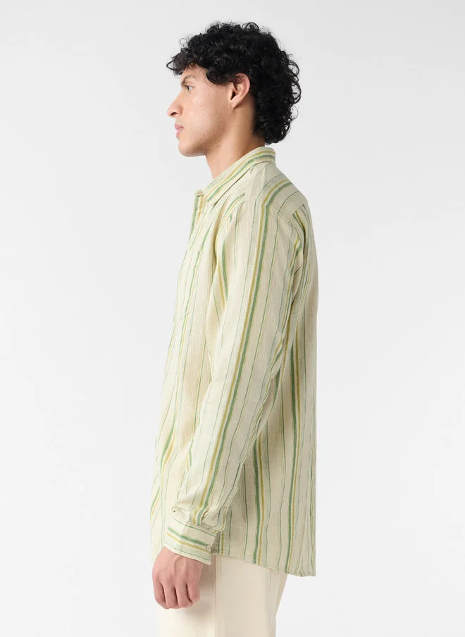 The Souled Store  The Souled Store Men Regular Fit Cotton Linen Textured Green Shirt  | Best Price UAE