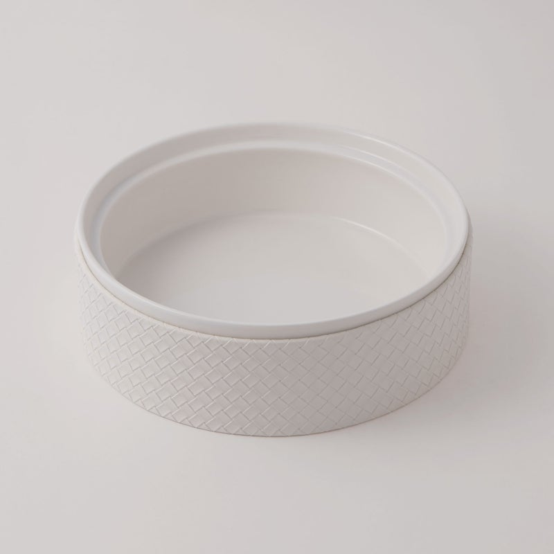 La Mesa Porcelain Tagine With Beige Leather Coat, White, 9.5" - Image 3