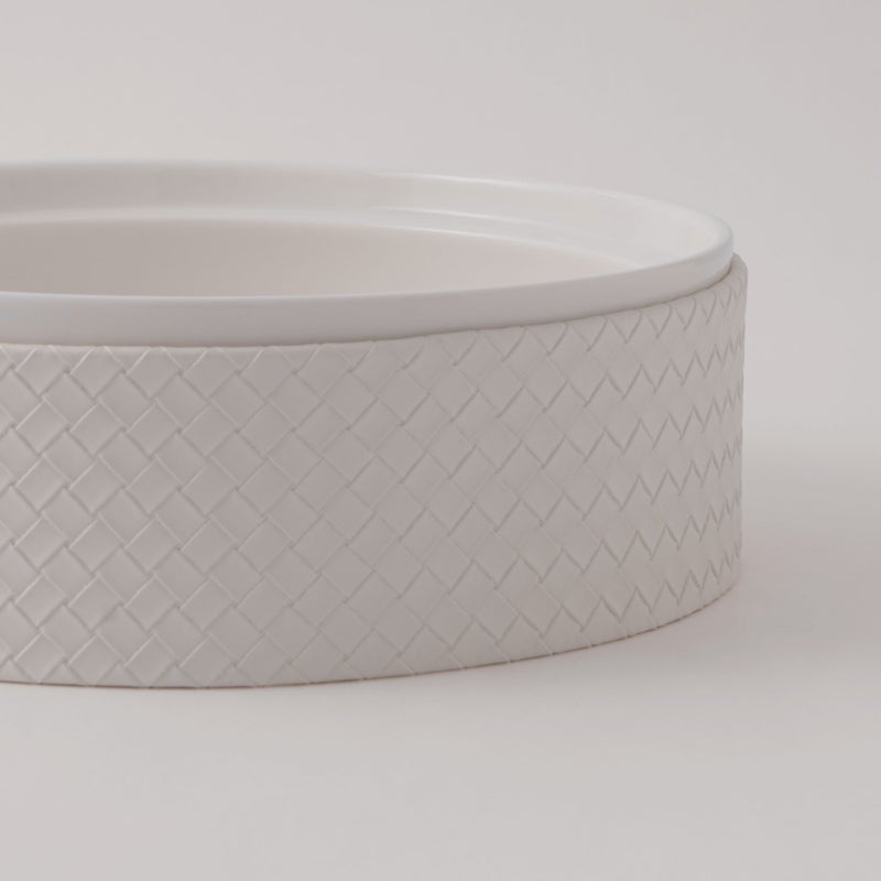 La Mesa Porcelain Tagine With Beige Leather Coat, White, 9.5" - Image 4