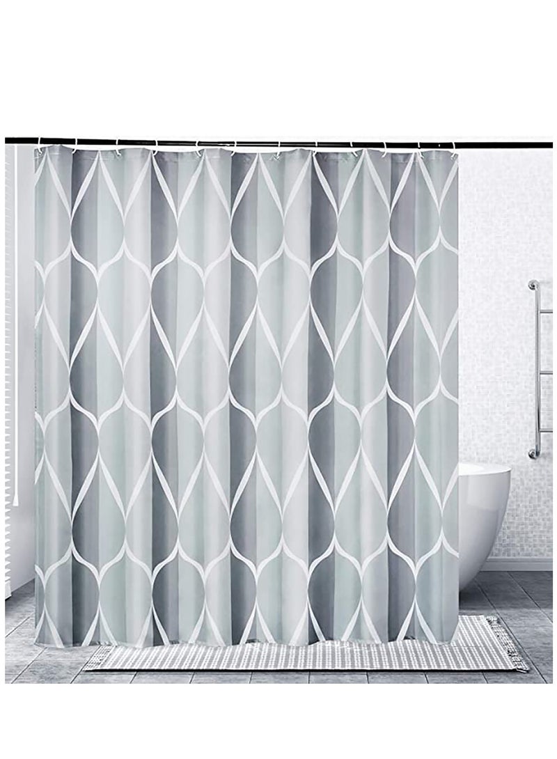 KASTWAVE Grey Fabric Shower Curtain, Waterproof Design and Polyester, Shower Curtains Set for Bathroom W 72 x H 72, Durable and Washable with 12 Hooks - Image 1