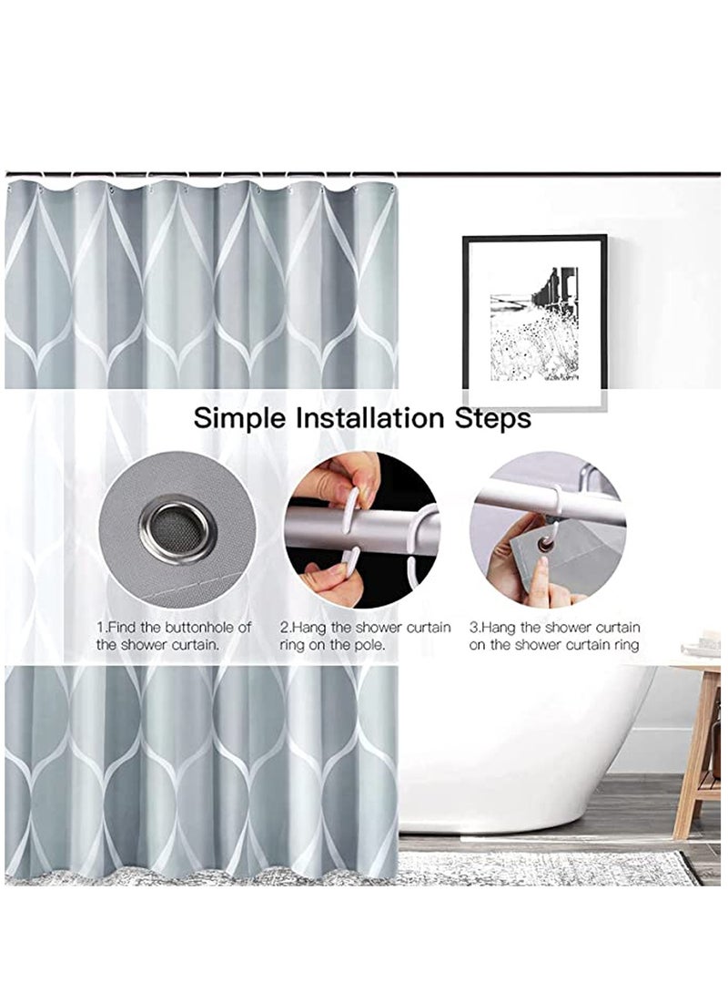 KASTWAVE Grey Fabric Shower Curtain, Waterproof Design and Polyester, Shower Curtains Set for Bathroom W 72 x H 72, Durable and Washable with 12 Hooks - Image 3