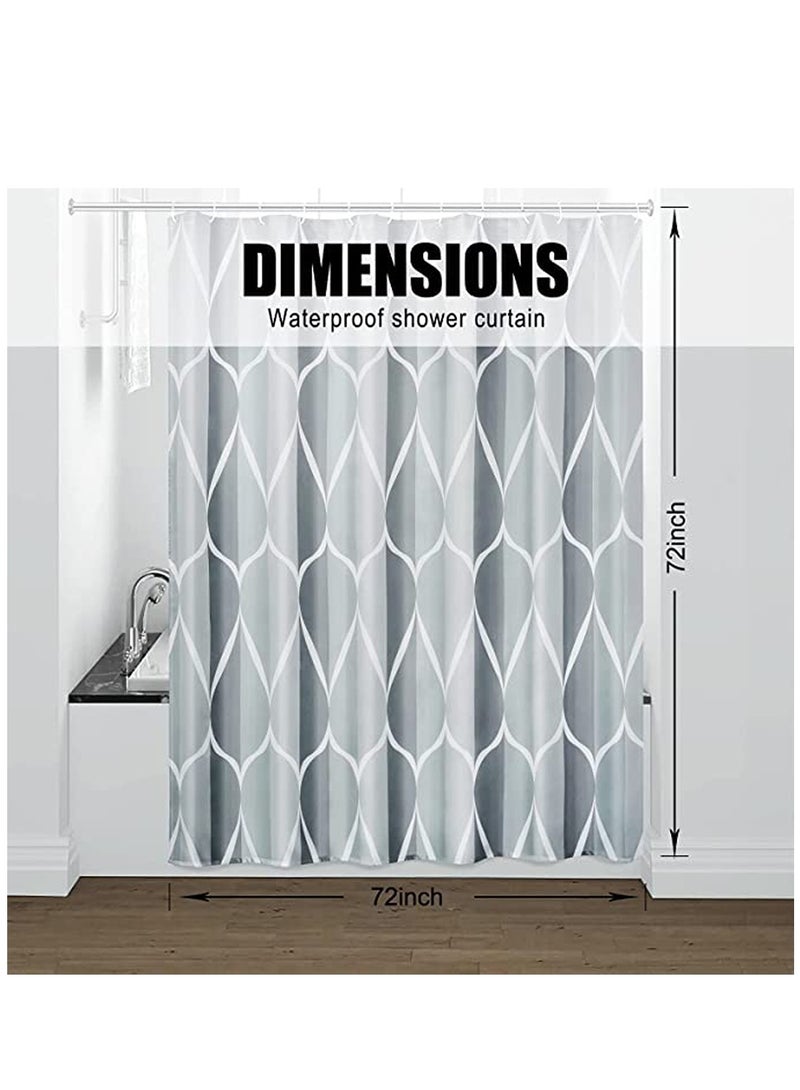KASTWAVE Grey Fabric Shower Curtain, Waterproof Design and Polyester, Shower Curtains Set for Bathroom W 72 x H 72, Durable and Washable with 12 Hooks - Image 5
