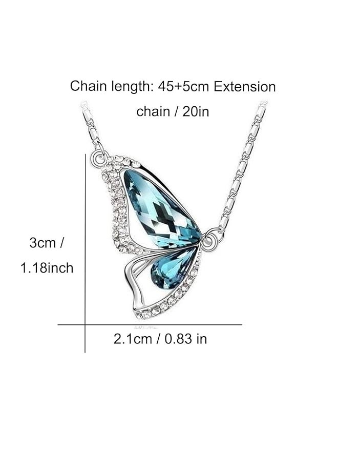erorex - Butterfly Jewelry Set Butterfly Stylish Chain Pendant Necklace Silver Butterfly Pendant Necklace Earrings Bracelet Set Butterfly Necklace Birthstone Jewelry For Women Girls - Image 1