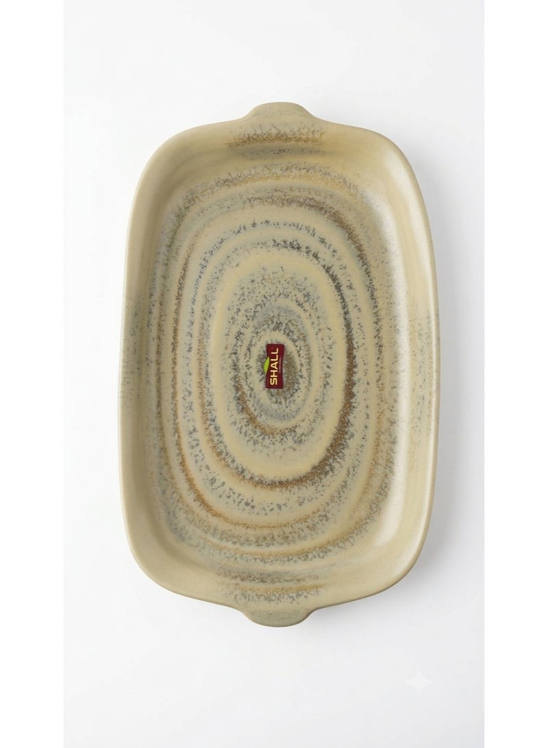 SHALL Oval porcelain serving and baking dish in a rustic vintage style for baked goods and grilled foods - Image 1