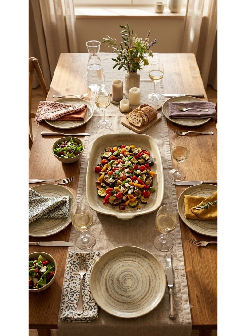 SHALL Oval porcelain serving and baking dish in a rustic vintage style for baked goods and grilled foods - Image 2