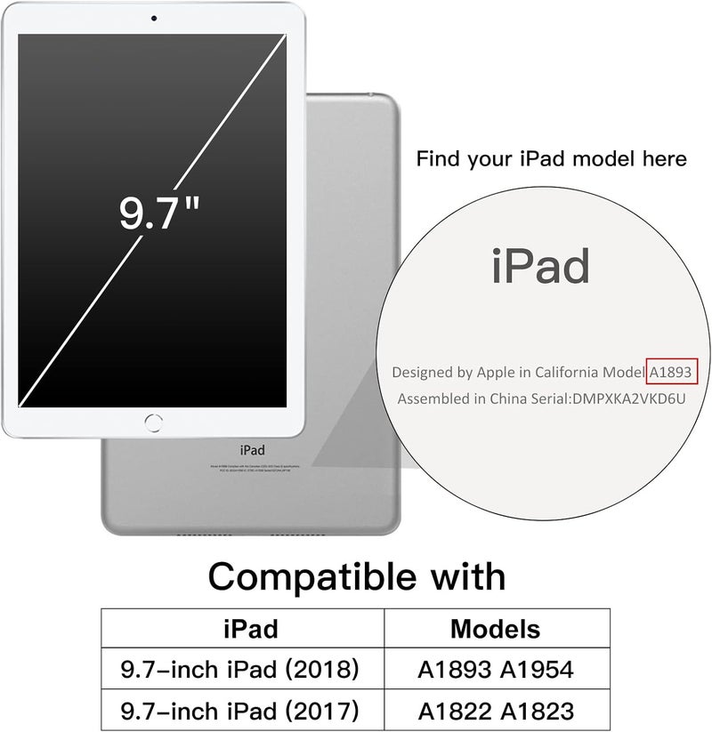جي تيك غطاء لجهاز iPad مقاس 9.7 بوصة (الجيل السادس/الخامس، طراز 2018/2017) مزود بحامي شاشة مدمج، غطاء لوحي متين واقٍ من الصدمات، حامل يد قابل للدوران 360 درجة (أسود) - Image 2