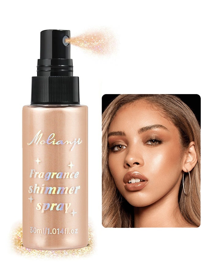 MOLIAN Fragrance Shimmer Spray,Body Glitter Spray - for Face, Hair & Body, Moisturizing Luminizer Glow Illuminator, Quick-Drying Sparkling Glitter Spray Liquid Highlighter Makeup (#02) - Image 1