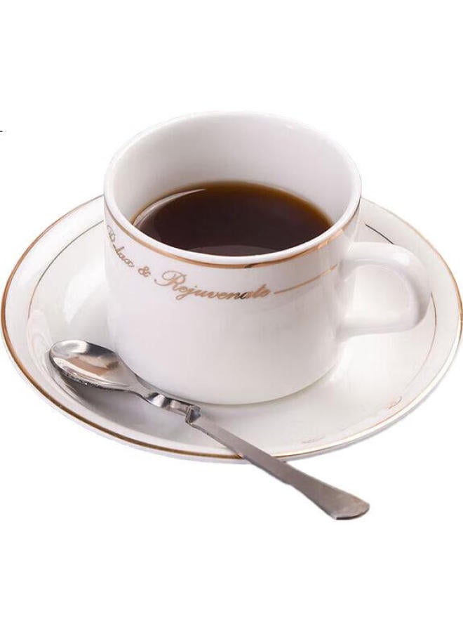 Cliton Coffee Cup And Saucer Set, European-Style Gold-Rimmed Ceramic Cups, Western-Style Red Tea Cups, Breakfast Cups, Milk Cups, 6 Cups, 6 Saucers, 6+ Cup Holder - Image 2