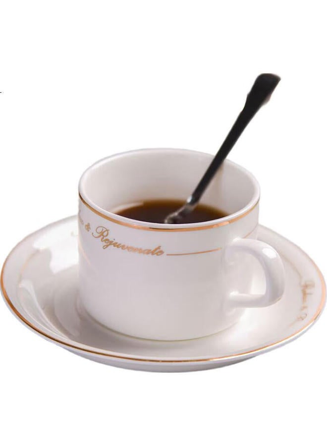 Cliton Coffee Cup And Saucer Set, European-Style Gold-Rimmed Ceramic Cups, Western-Style Red Tea Cups, Breakfast Cups, Milk Cups, 6 Cups, 6 Saucers, 6+ Cup Holder - Image 3