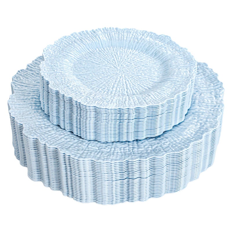 DaYammi 60Pcs Blue Plastic Plates - Light Blue Pates Disposable & Reusable - Heavy Duty Plastic Plates for Party Including 30 Dinner Plate,30 Dessert Plate for Weddings, Birthdays, Dinner Parties - Image 1