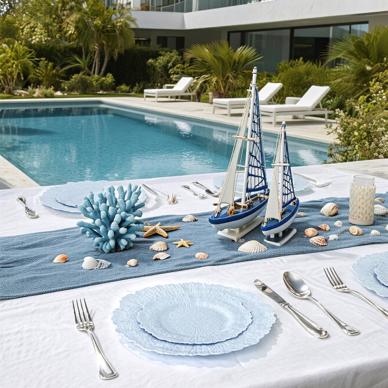 DaYammi 60Pcs Blue Plastic Plates - Light Blue Pates Disposable & Reusable - Heavy Duty Plastic Plates for Party Including 30 Dinner Plate,30 Dessert Plate for Weddings, Birthdays, Dinner Parties - Image 4