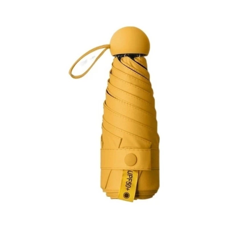 Airenk Mini Ultra Light Straight 50% Covered Sunny Umbrella Thickened Vinyl Sunscreen Umbrella Small Portable Sun Umbrella，Yellow