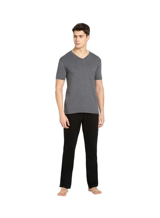Jockey Charcoal Melange 2726 Men Super Combed Cotton Rich Solid V Neck Half Sleeve T Shirt for Men | Best Price UAE