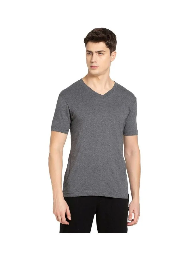 JOCKEY 2726 Men Super Combed Cotton Rich Solid V Neck Half Sleeve T Shirt