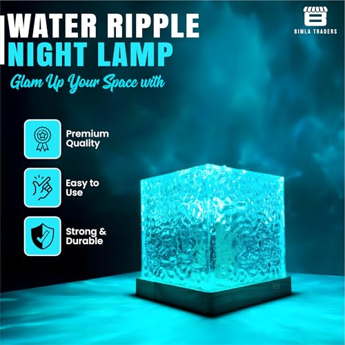 BTfash Water Ripple Night Light, Romantic Warm Ocean Wave Effect, Crystal Astronomy Night Table Lamp for Bedroom, LED Projection Lamp (Water Ripple) - Image 3