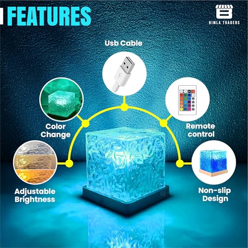 BTfash Water Ripple Night Light, Romantic Warm Ocean Wave Effect, Crystal Astronomy Night Table Lamp for Bedroom, LED Projection Lamp (Water Ripple) - Image 5