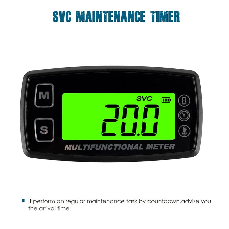Runleader RL-HM035T-TS001 Digital Water and Oil Temp Meter Hours Tachometer, Backlight Display, Replaceable Battery and Waterproof Design. - Image 4