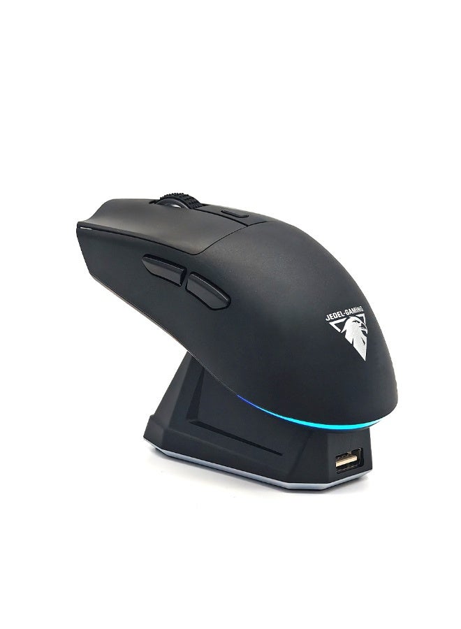 Wireless Bluetooth Gaming Mouse for Windows, Mac, IOS, Android, Computer Mice with USB Receiver, Lightweight Gaming Mouse with Magnetic RGB Charging Dock, 800/1200/1600 DPI, Black