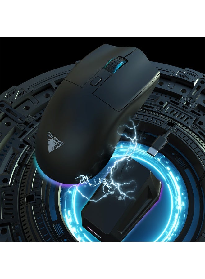 Wireless Bluetooth Gaming Mouse for Windows, Mac, IOS, Android, Computer Mice with USB Receiver, Lightweight Gaming Mouse with Magnetic RGB Charging Dock, 800/1200/1600 DPI, Black