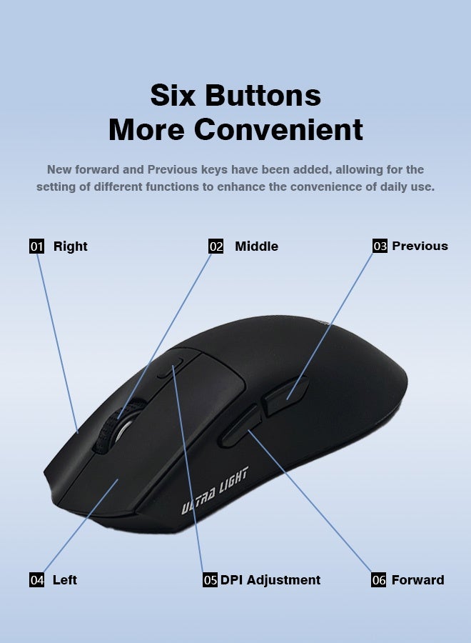Wireless Bluetooth Gaming Mouse for Windows, Mac, IOS, Android, Computer Mice with USB Receiver, Lightweight Gaming Mouse with Magnetic RGB Charging Dock, 800/1200/1600 DPI, Black - Image 3