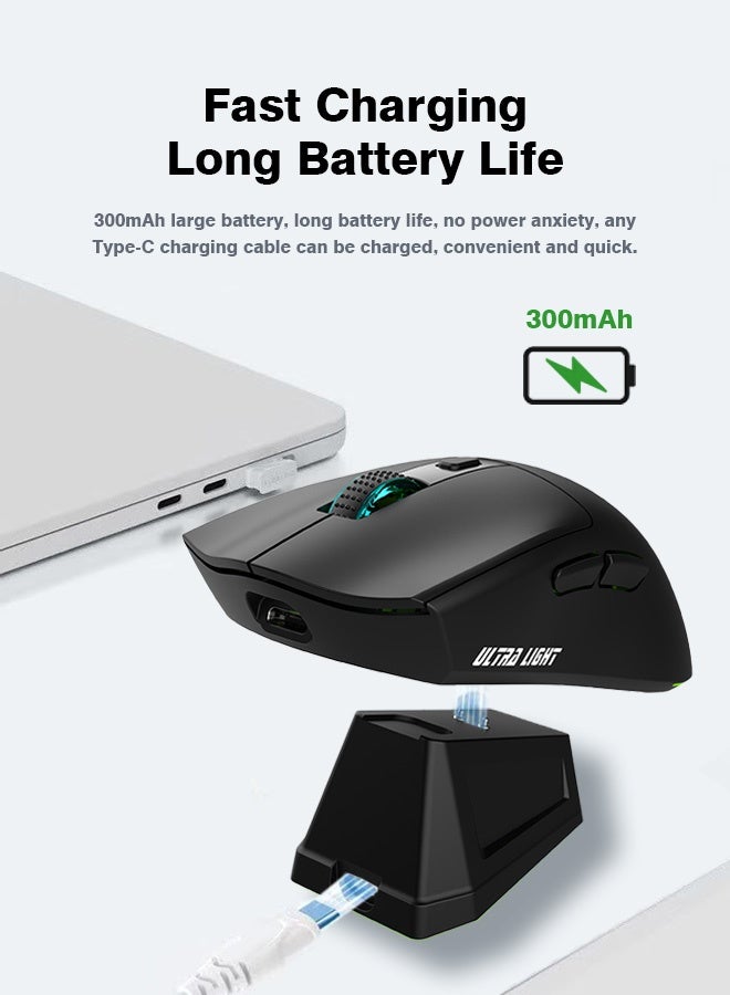 Wireless Bluetooth Gaming Mouse for Windows, Mac, IOS, Android, Computer Mice with USB Receiver, Lightweight Gaming Mouse with Magnetic RGB Charging Dock, 800/1200/1600 DPI, Black - Image 4