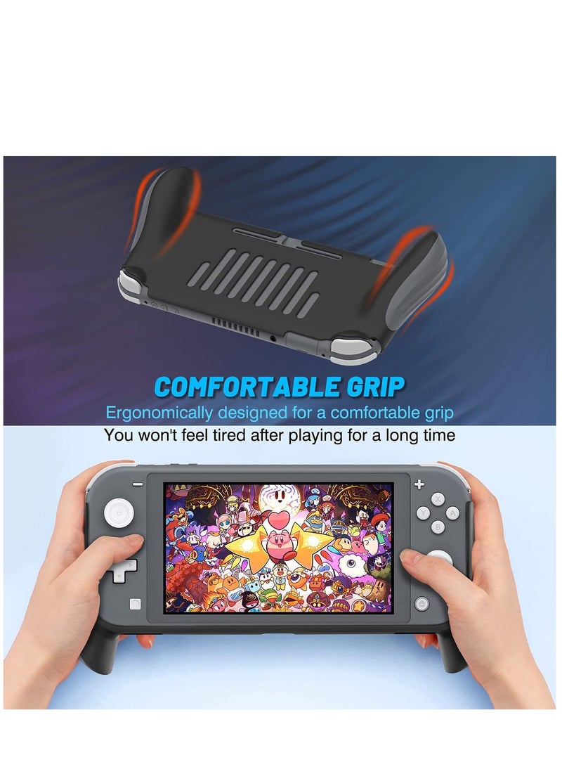 Hand Grip Compatible with Nintendo Switch Lite, Ergonomic Comfort Handheld Protective Case Portable Cover Accessories for Nintendo Switch Lite with 2 Glass Screen Protectors and Thumb Caps - Image 2