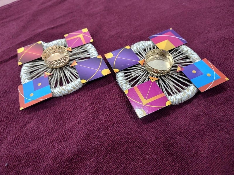 Nutts Lohri Makar Sankranti Special Items Kite with Thread Chudi TLight Holder for Decoration Pack of 2 - Image 1