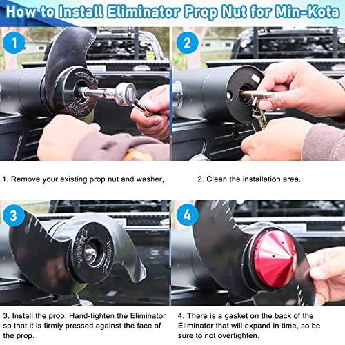 Camoo Eliminator Trolling Motor Prop Nut Billet Aluminum Custom Fit For MinnKota 80, 101 and 112 lb Models (GFEL-MK-BK-DP). - Image 3