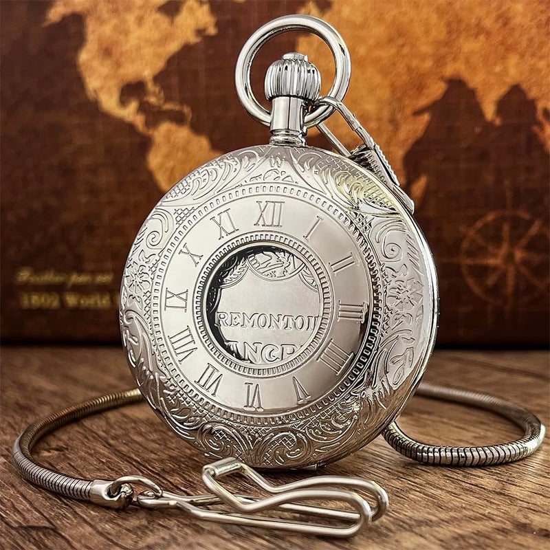 VIGOROSO Mechanical Hand-Wind Pocket Watch for Men, Half Hunter Double Covers 24-Hour Day Moon Phase, Luxury Watches with Tourbillon in Box - Image 5