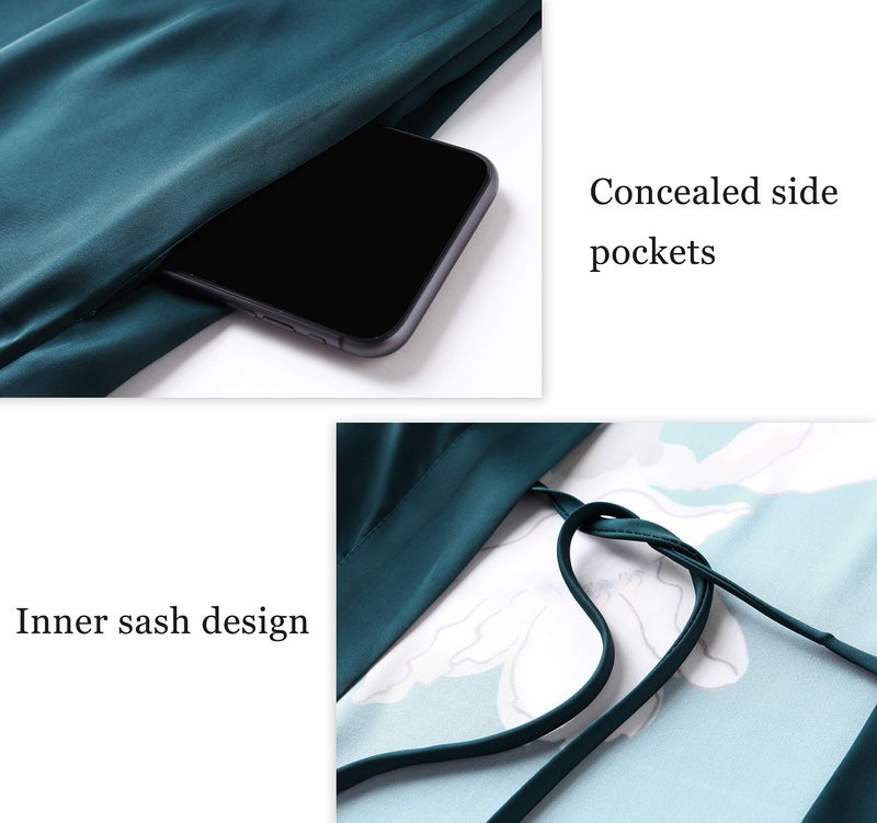 PRODESIGN Long Gradient Watercolor Satin Sleepwear Robe and Nightgown - Image 5