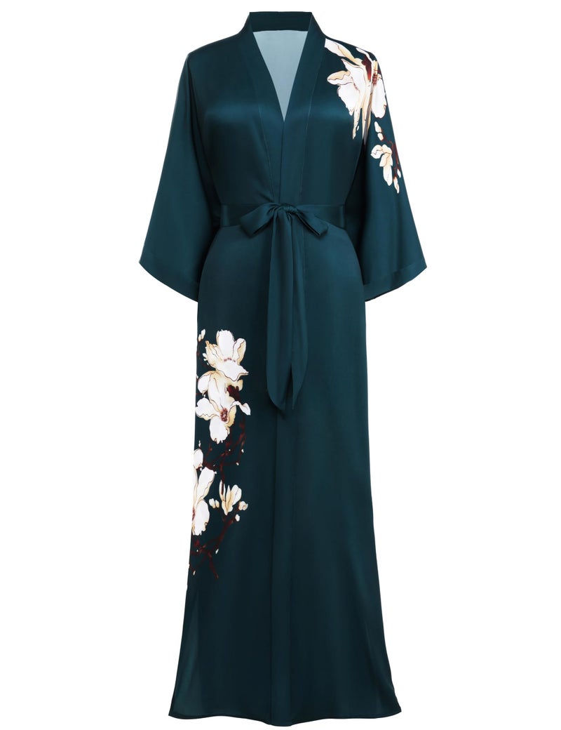 PRODESIGN Long Gradient Watercolor Satin Sleepwear Robe and Nightgown - Image 1