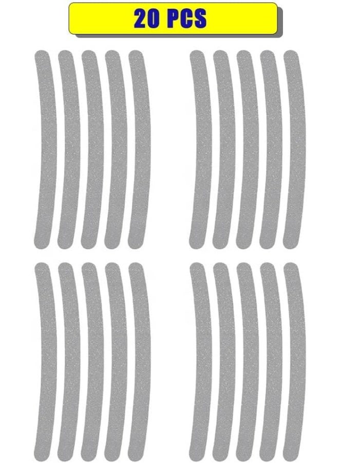 Premify 20 قطعة من ملصقات السيارات العاكسة، شريط حافة العجلة لعجلات الدراجات النارية والسيارات والدراجات الهوائية والدراجات الليلية عاكسة للضوء شريط زخرفي عالمي (أبيض) - Image 5