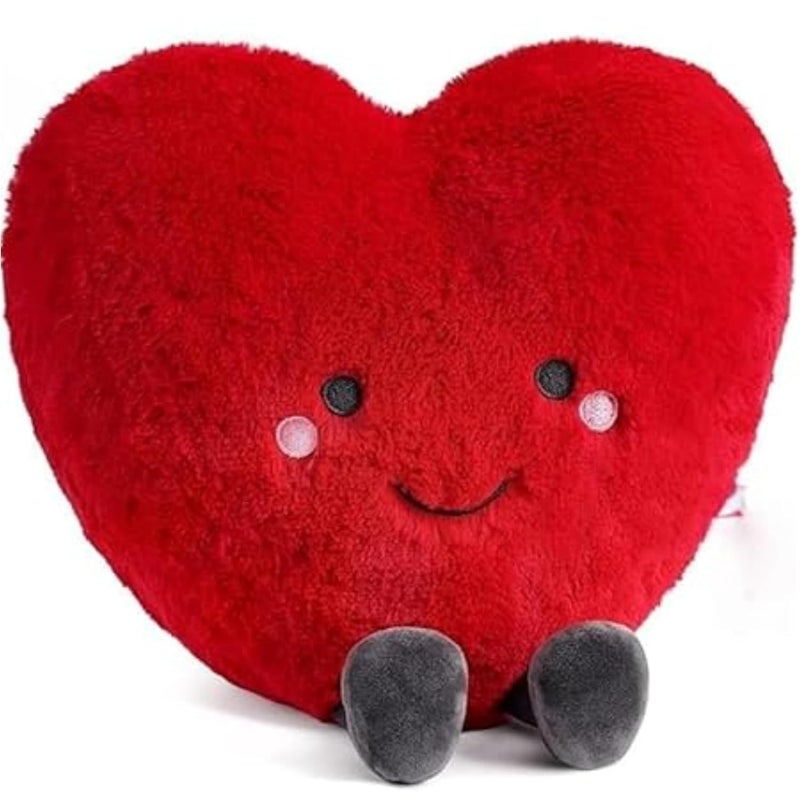 ZEXSAZONE Red Heart Plush Soft Toy Cushion Pillow – Cute Smiling Face Stuffed Plushie for Kids, Boys, Girls, Girlfriend & Wife | Valentine Gift, Birthday Gift, Anniversary Romantic Home Décor 28 cm - Image 1