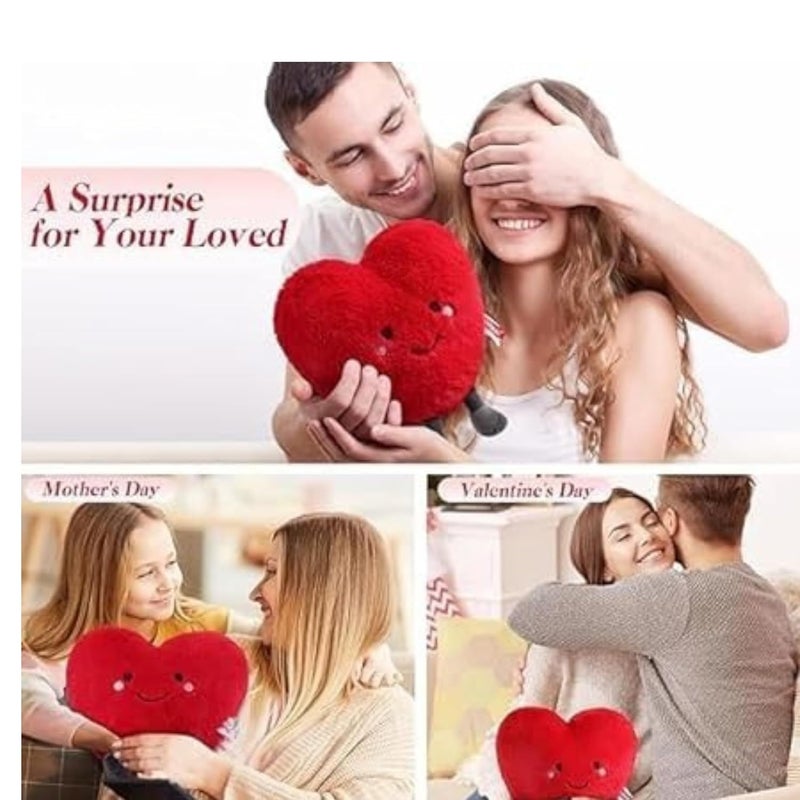 ZEXSAZONE Red Heart Plush Soft Toy Cushion Pillow – Cute Smiling Face Stuffed Plushie for Kids, Boys, Girls, Girlfriend & Wife | Valentine Gift, Birthday Gift, Anniversary Romantic Home Décor 28 cm - Image 5
