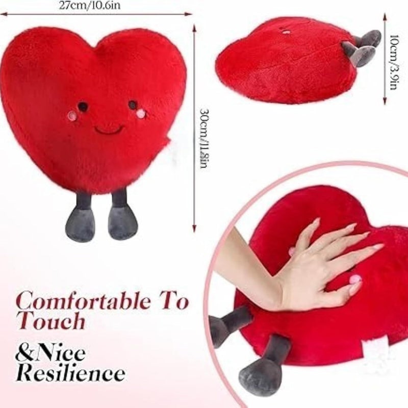 ZEXSAZONE Red Heart Plush Soft Toy Cushion Pillow – Cute Smiling Face Stuffed Plushie for Kids, Boys, Girls, Girlfriend & Wife | Valentine Gift, Birthday Gift, Anniversary Romantic Home Décor 28 cm - Image 3