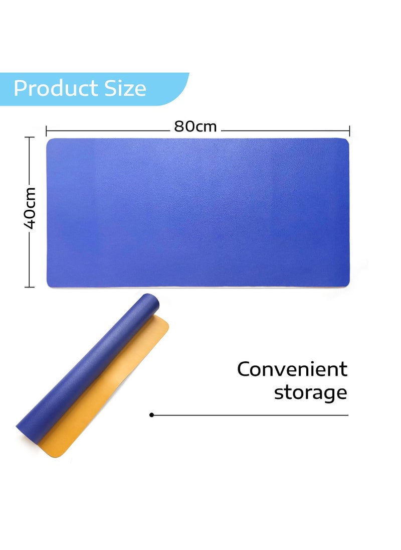 SKY-TOUCH - Desk Pad PU Computer Mouse Pad Office Desk Mat Gaming Mouse Pad Non-Slip Waterproof Dual-Side Use Desk Mat Protector 80cm x 40cm Yellow Blue - Image 1