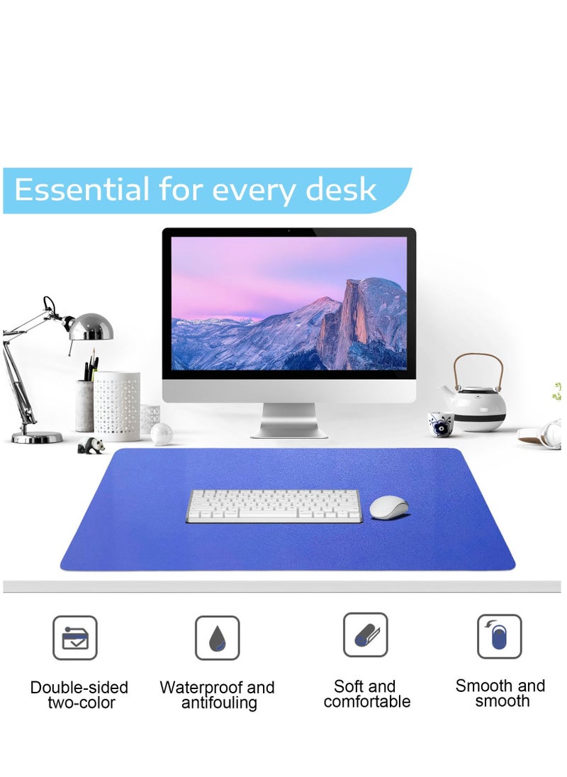 SKY-TOUCH - Desk Pad PU Computer Mouse Pad Office Desk Mat Gaming Mouse Pad Non-Slip Waterproof Dual-Side Use Desk Mat Protector 80cm x 40cm Yellow Blue - Image 1