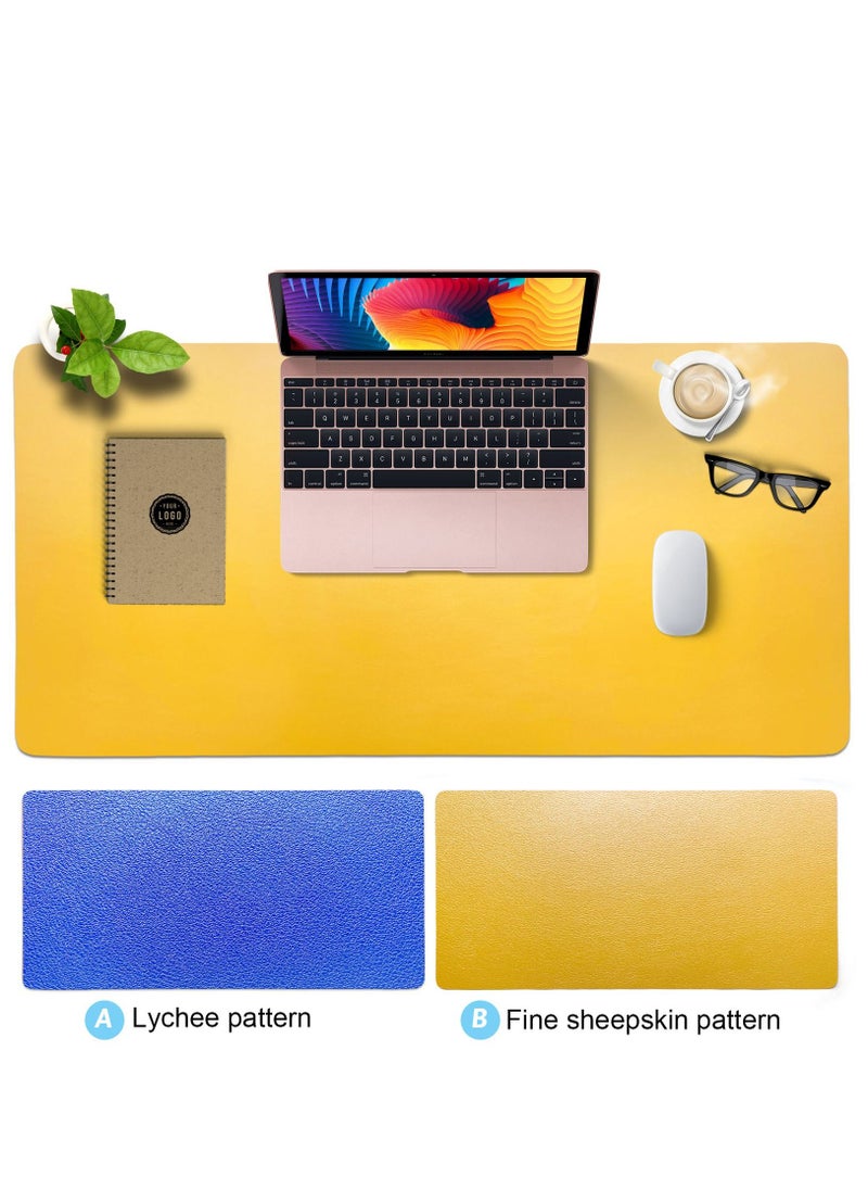 SKY-TOUCH - Desk Pad PU Computer Mouse Pad Office Desk Mat Gaming Mouse Pad Non-Slip Waterproof Dual-Side Use Desk Mat Protector 80cm x 40cm Yellow Blue - Image 1