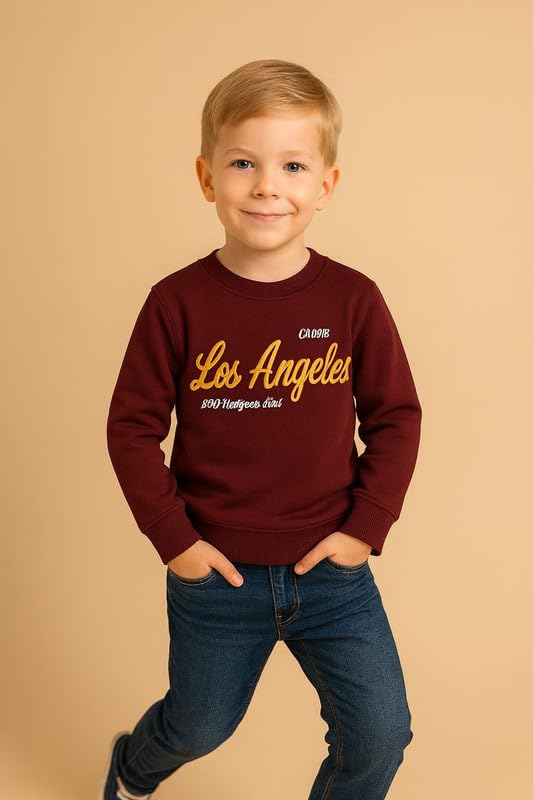 Krystle Kids Winter Sweatshirt- Graphic Crewneck Pullover, Cozy Fleece Top for Boys & Girls (Maroon,6-7 Years) - Image 5