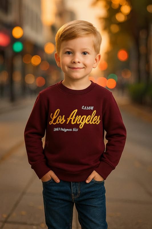 Krystle Kids Winter Sweatshirt- Graphic Crewneck Pullover, Cozy Fleece Top for Boys & Girls (Maroon,6-7 Years) - Image 3