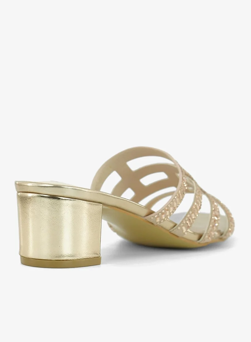 Zayna Rose Gold 221-305 Zayna Ladies Classic Low Block Slides 18F8827-6857 Rose Gold for Women | Best Price UAE