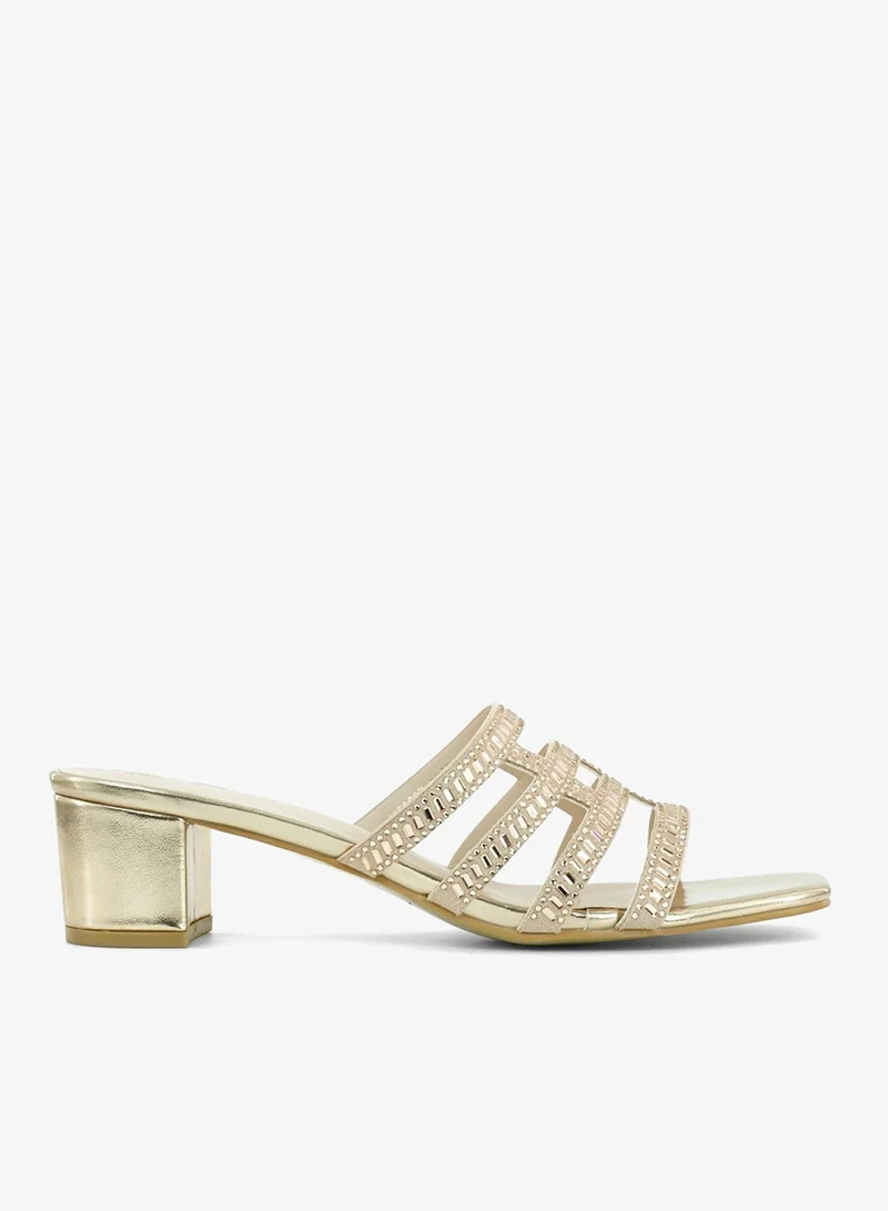 Zayna Rose Gold 221-305 Zayna Ladies Classic Low Block Slides 18F8827-6857 Rose Gold for Women | Best Price UAE