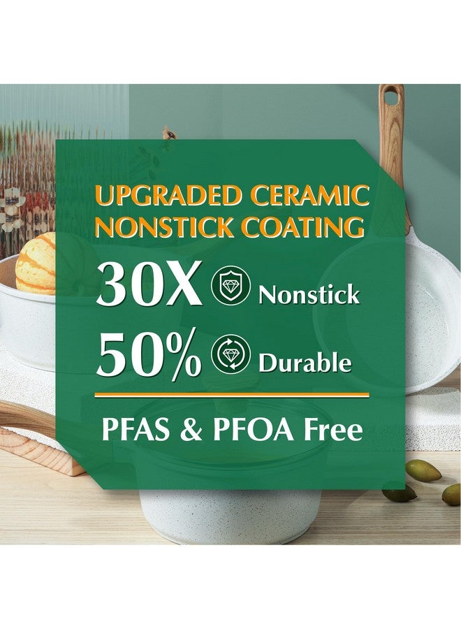 سنسارتي قدر طهي صغير من السيراميك الأبيض غير اللاصق من سينسارتي مع غطاء، سعة 1.5 لتر، بمقبض بارد، متوافق مع أجهزة الطهي بالحث الحراري، مطلي بالجرانيت الأبيض، خالٍ من حمض بيرفلورو الأوكتانويك (PFOA/PFAS) - Image 4