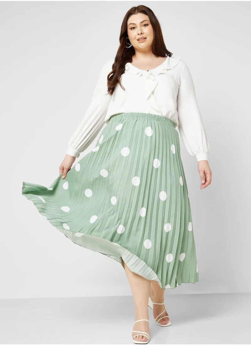 Ella Plus Polka Dot Pleated Skirt