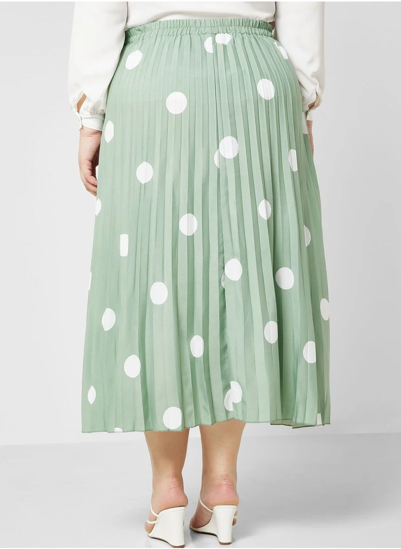 Ella Plus Polka Dot Pleated Skirt