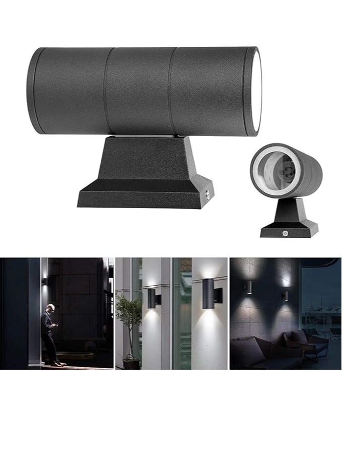 ESNCO Outdoor Black Wall Light Mains Powered, GU10 Warm White Base Up and Down Exterior Wall Sconce, IP65 Waterproof Outside Wall Lamp for Front Door, Porch, Garden, Patio - Image 3
